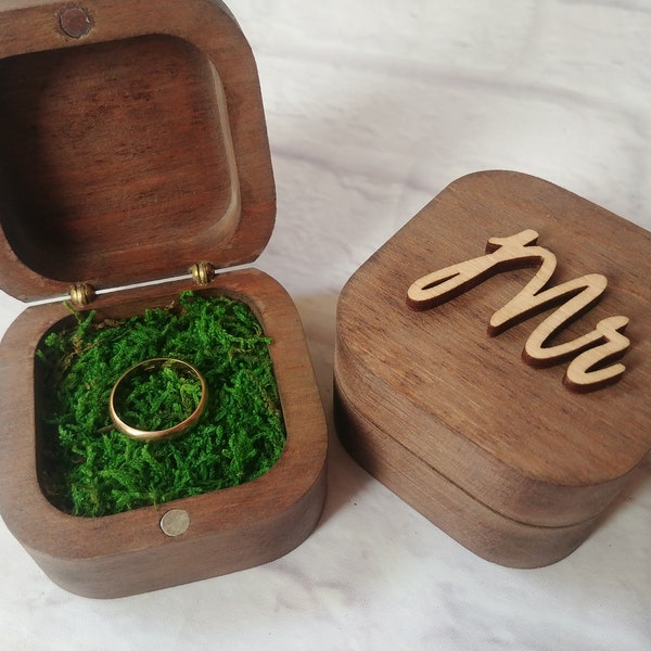 His and hers ring box, Mr and Mrs Wedding Bearer Box, Ceremony ring box, Two ring bearer boxes, Square Double Ring Box, Engagement Ring Box