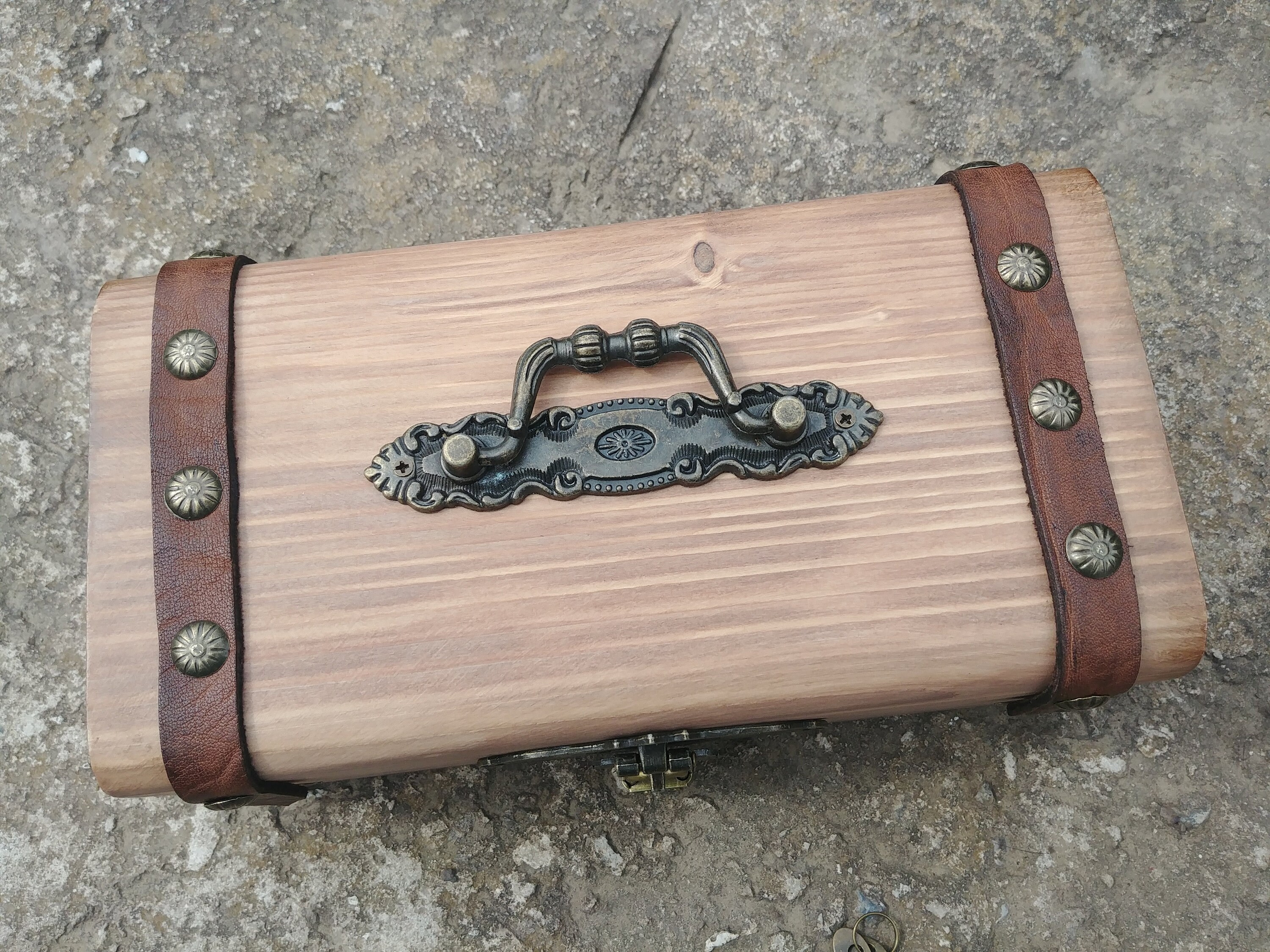 Treasure chest with lock Wooden storage Keepsake chest Wood Etsy