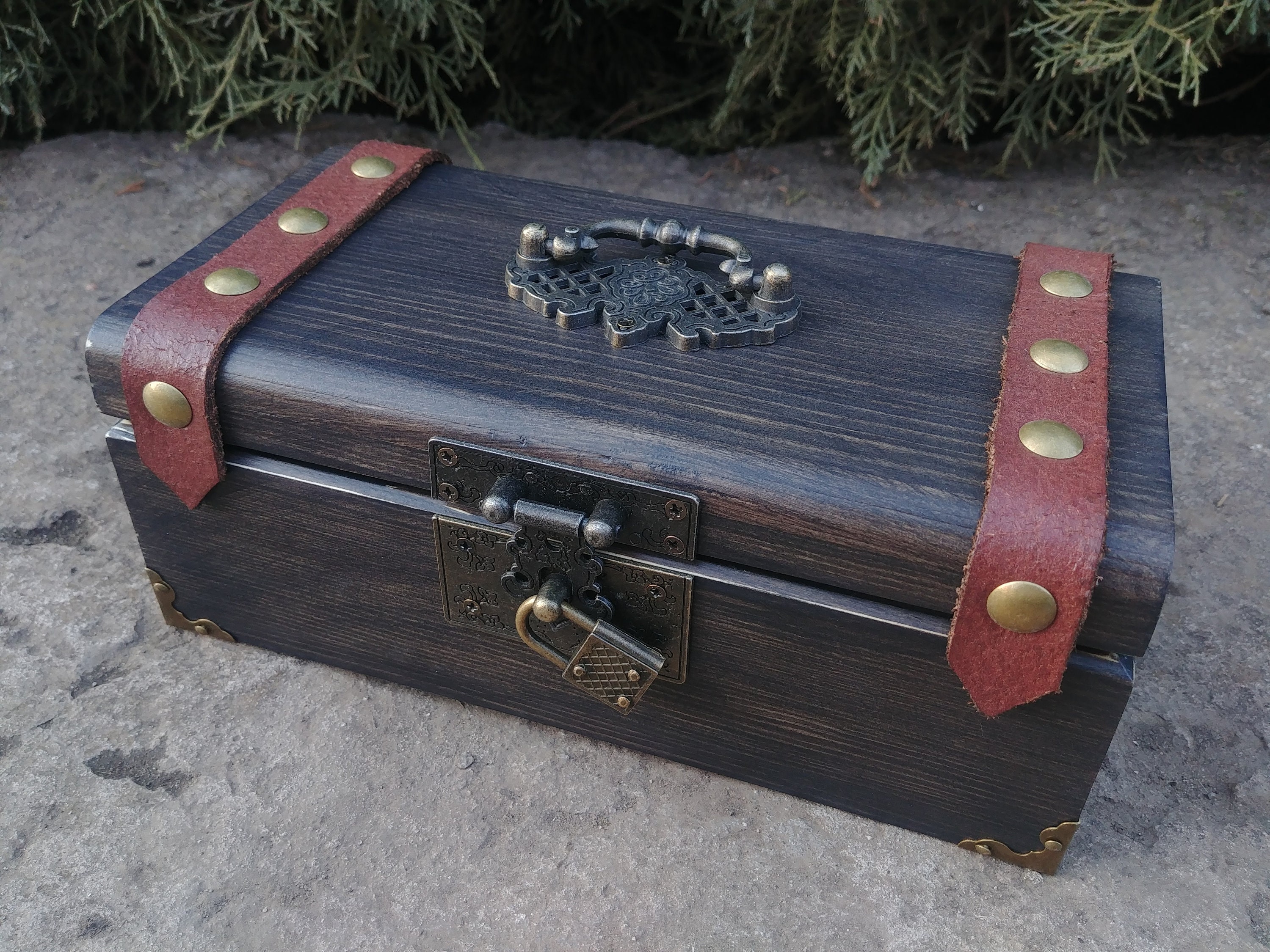 Treasure chest with lock Wooden storage Keepsake chest Wood Etsy