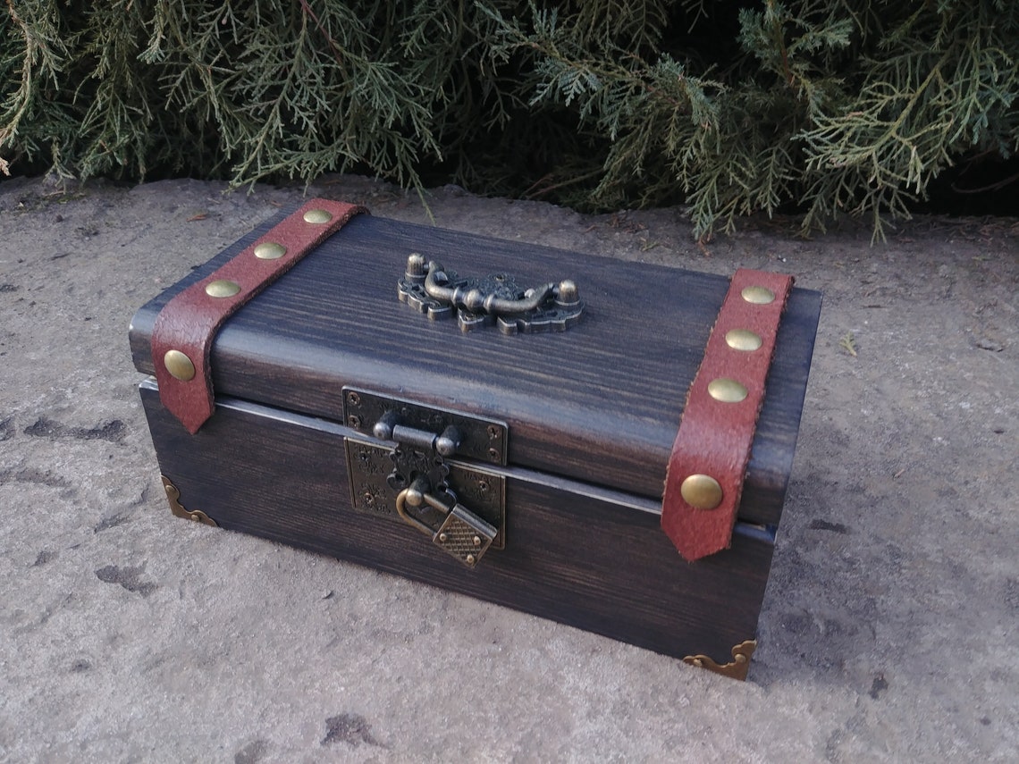 Treasure chest with lock Wooden storage Keepsake chest Wood Etsy