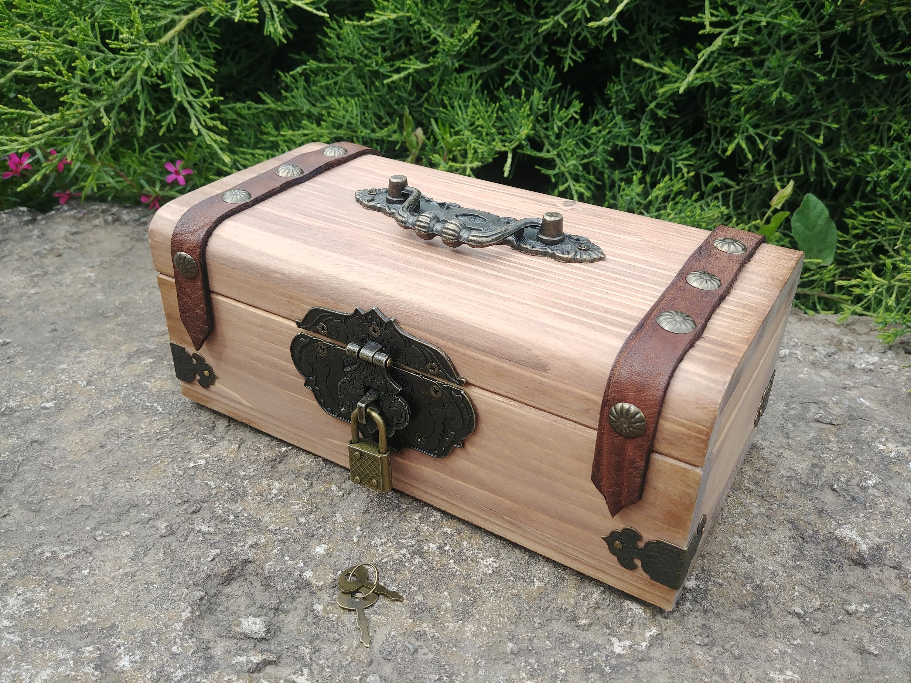 Treasure chest with lock Wooden storage Keepsake chest Wood Etsy