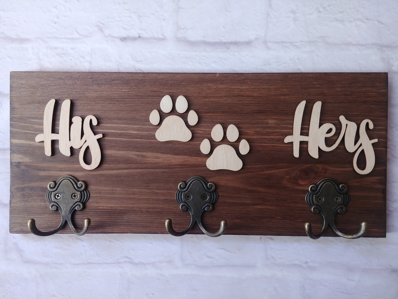 His Hers dog wall key holder and leash holder Mr Mrs key hooks Etsy