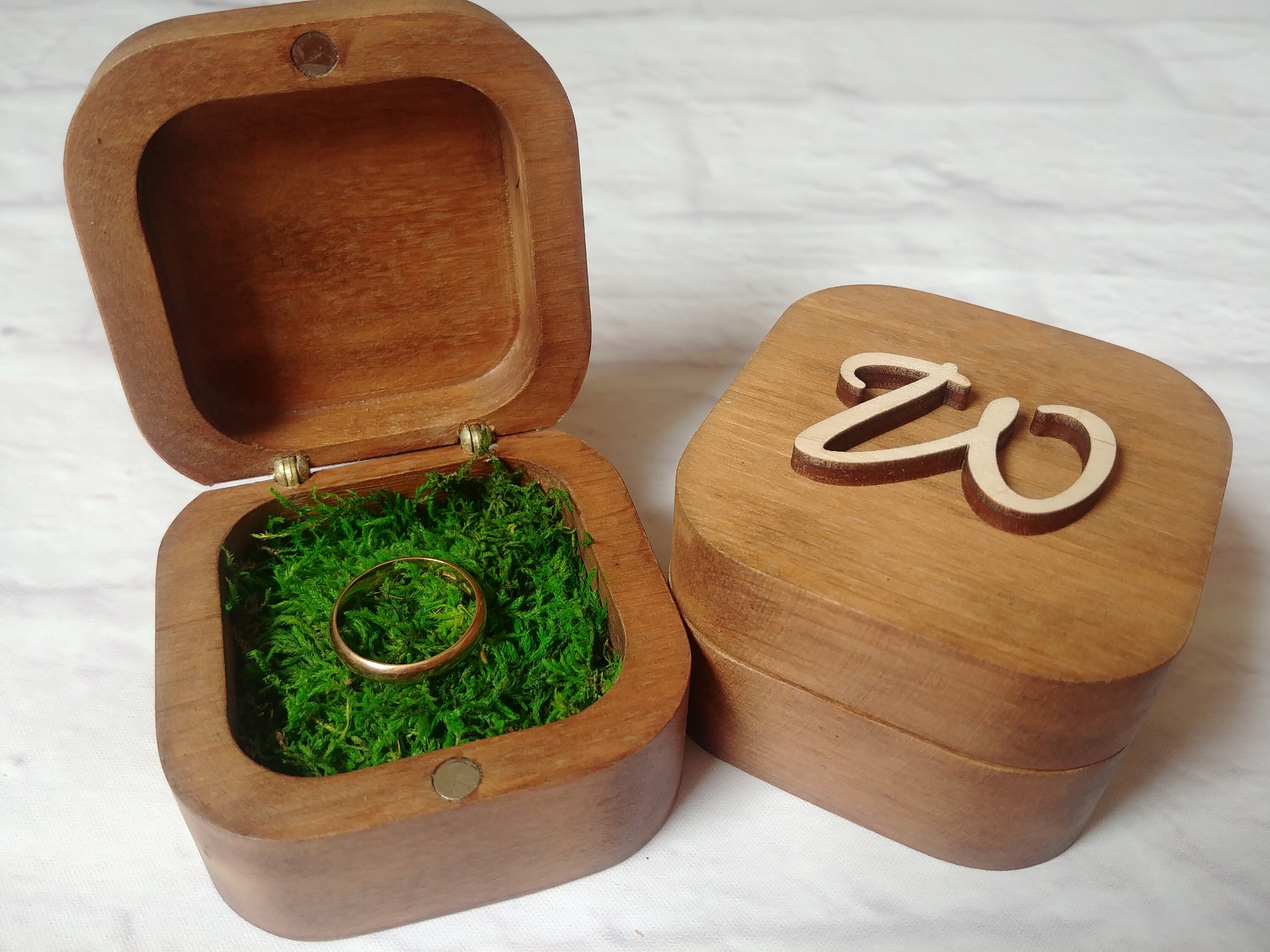 Ringboxen Initialen Ringbox zur Zeremonie Ringbox mit Moos Etsy
