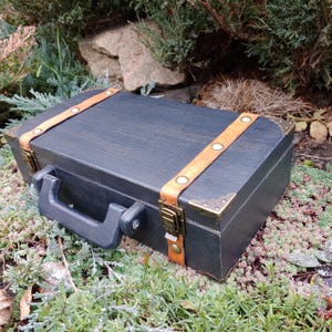 Wooden Suitcase box, Vintage suitcase, Jewelry box for men, Old Worn Suitcase, Unique box