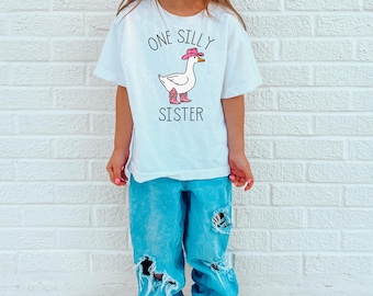 Kid's | Sister of the Birthday Baby Shirt | One Silly Goose | First Birthday Matching Outfit | Big Sister Birthday | Funny Goose Theme