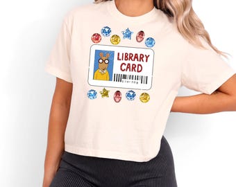 Adult | Arthur Library Card Boxy Tee | Fun & Quirky Graphic Shirt for Book Lovers | Teacher Shirt:  Gift for Readers | Library Lovers