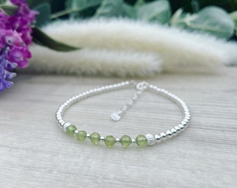 Sterling Silver Peridot Bracelet, August Birthstone