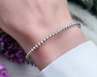Dainty Sterling Silver Beaded Stacking Bracelet