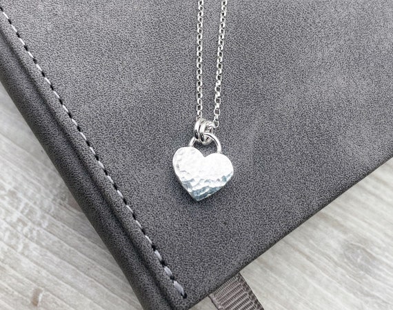Dainty Sterling Silver Heart Necklace, Recycled Sterling