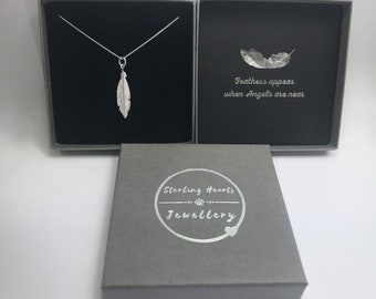 Sterling Silver Feather Necklace, Angel Feather Necklace Gift