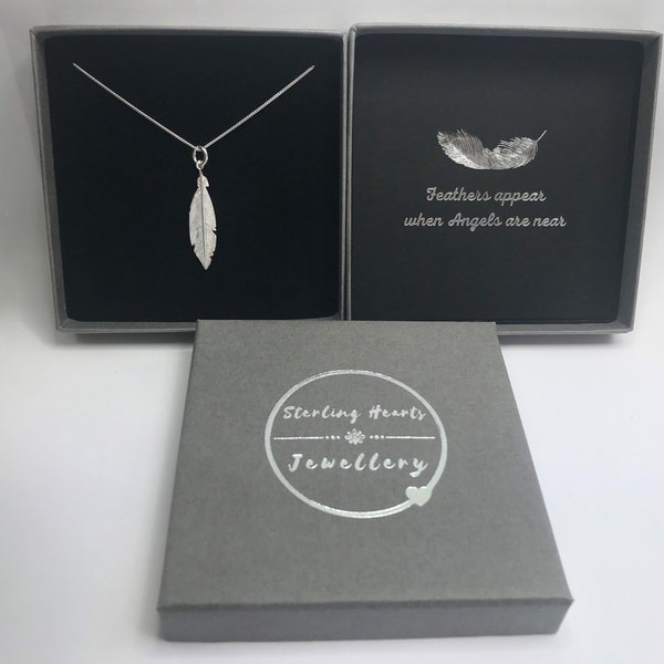 Sterling Silver Feather Necklace, Angel Feather Necklace Gift