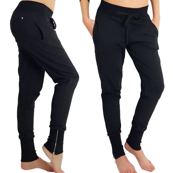 Womens Ladies Harem Trousers Long Baggy Pants Sports With Zipped
