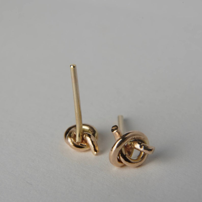 Love Knot Tiny 14K Gold Stud Earring Minimalist Contemporary Small Post