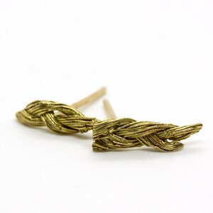 Braided Set of 2-3 Stud Solid Gold Earring Mismatched Tiny Earrings Mix and Match Studs Hand Made Unique Earrings