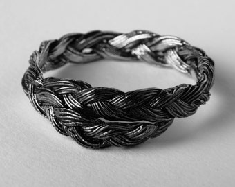 Braided Bridal Silver Ring Braided Wedding Ring Oxidized Silver Woven Band Hand Made Unique Engagement Ring Delicate Rustic Braided Ring