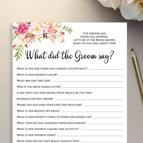 What did he say about his Bride game template Instant download printable PDF JPEG