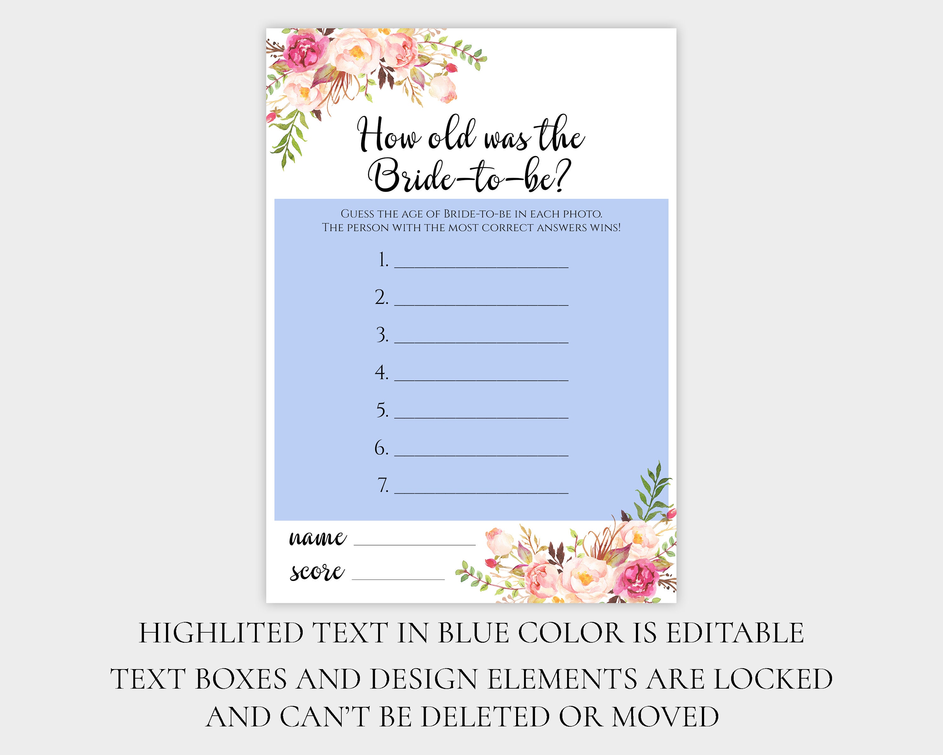 EDITABLE How Old Was The Bride To Be Game Printable Customable Bridal Il Fullxfull.1473127076 Hyej