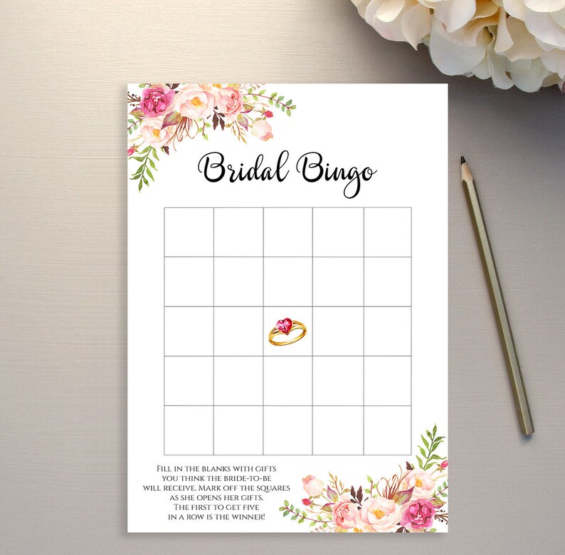 Wedding Bingo Game Template Floral Bridal Bingo Printable Card PDF JPEG ...