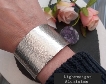 Big silver Cuff,very Wide Cuff /Aluminium Hammered cuff/wide silver chunky cuff/ silver bangle bracelet/textured bangle/silver hammered cuff