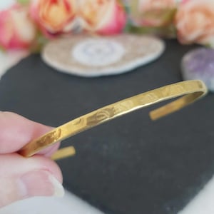 Skinny adjustable gold cuff bracelet: Brass open bangle,textured cuff
