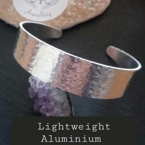 Hammered Cuff Bracelet, Adjustable Rustic Bangle, Lightweight Tapered Open Cuff