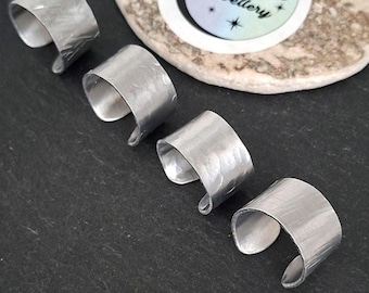 Wide Hammered silver Ring: Adjustable open ring,waterproof jewellery