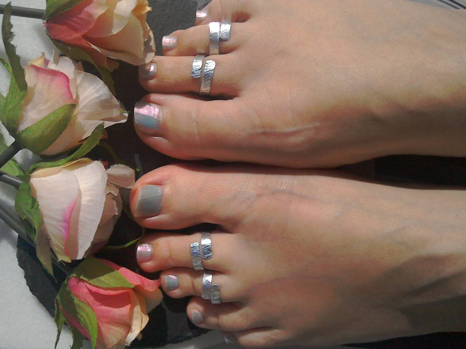 Silver Hammered Toe Ring Double Toe Ringsilver Toe Ring Etsy