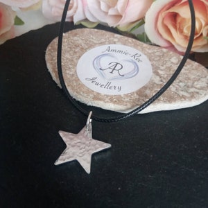 Hammered star cord necklace / gifts for girlfriend/ gifts for best friend/star pendant/ star necklace/cord necklace/celestial necklace image 9