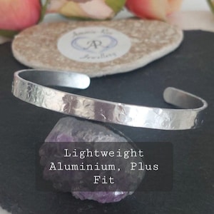 XL plus fit Cuff Bracelet: dimpled texture jewellery, adjustable unisex bangle