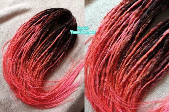 Crochet Ombre Dreadlocks With Color Transition Pink Etsy