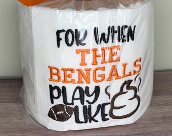 Bengals Embroidered Toilet Paper | Bengals Gag Gift | Bengals Potty Humor | Bengals Party Decor | Bengals Fans | Bengals Funny Gift