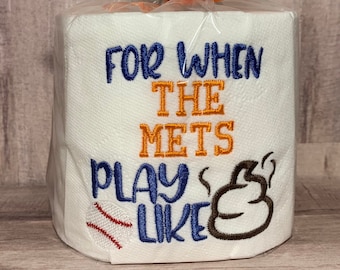 Mets Baseball Embroidered Toilet Paper | Mets Gag Gift | Mets Potty Humor | Mets Gift for Him | Mets Birthday Gift | Mets Party Decor