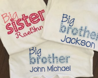 Embroidered Sibling Shirts | Big Sister | Little Sister | Big Brother | Little Brother | Personalized Sibling Shirts | Welcome Baby