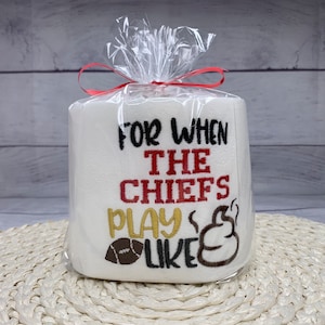 Chiefs Football Embroidered Toilet Paper |  Funny Gift |  Party Decor |Football Humor |  Potty Humor | Chiefs Gift