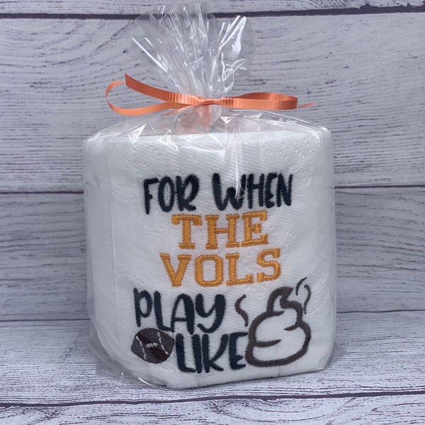 Tennesee Vols Embroidered Toilet Paper | Vols Fans | Tennessee Football | Gifts for the Vols Fan | Go Vols | SEC Football Gifts | Fun Gifts