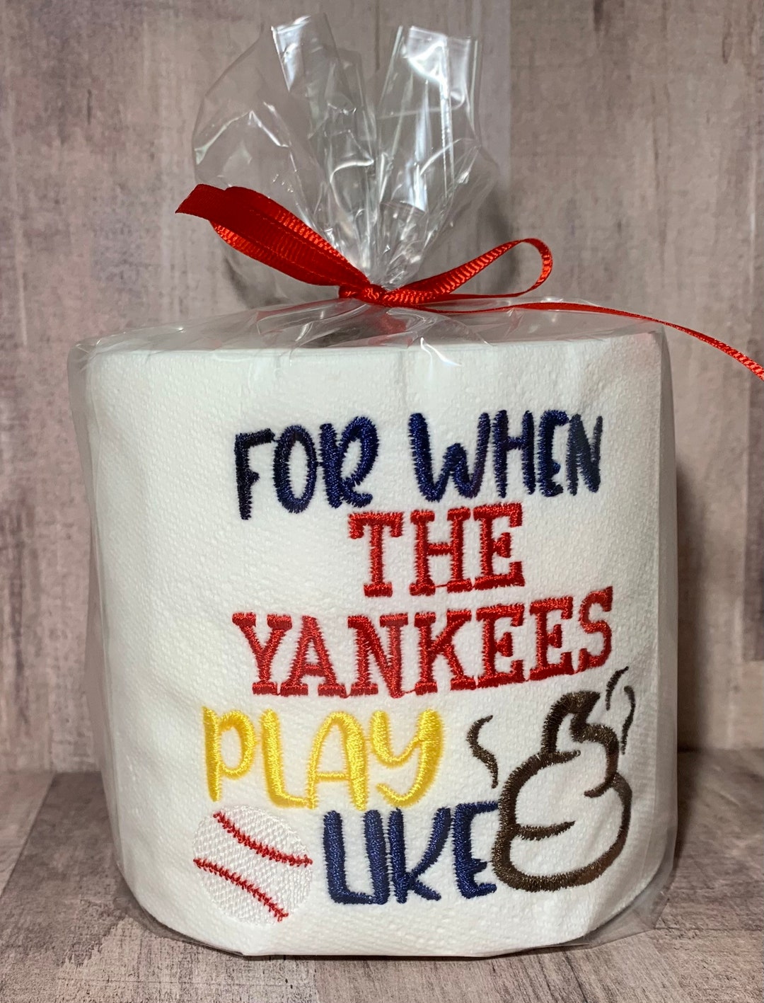 Embroidered Yankees Toilet Paper, Yankees Baseball Gag Gift, Yankees