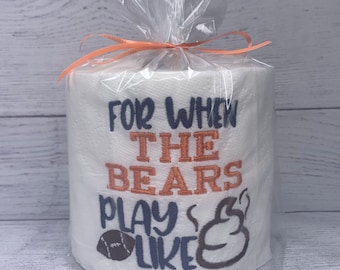 The Bears Football  Embroidered Toilet Paper | Bears Funny Gift |  Party Decor | Football Humor |  Potty Humor | Bears Gag Gift