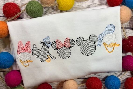 Disney Inspired Embroidered Shirt Mickey Minnie Daisy Donald Goofy Embroidered Shirt or Bodysuit Disney World Inspired Shirts Etsy