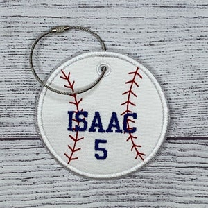 Embroidered Personalized Baseball Bag Tag | Baseball Tag | Baseball Luggage Tag | Baseball Backpack Tag | Baseball Bookbag Tag