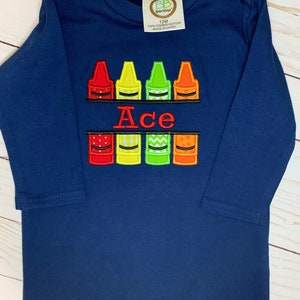 Custom Personalized Embroidered Kids Back to School Shirt | Crayon Shirt | Crayon Shirt With Name | Back to School Shirt