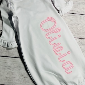 Embroidered Baby Gown with Name | Applique Baby Gown | Girls Baby Gown | Infant Name Gown | Personalized Girls Gown