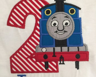 Embroidered Thomas The Train 2nd Birthday Shirt | Birthday Shirt | Choo Choo Birthday Shirt | 2nd Birthday Shirt | Choo Choo Birthday Shirt