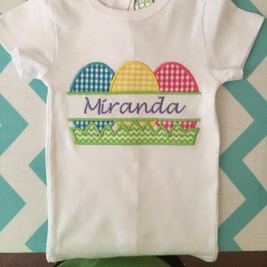 Embroidered Easter Eggs Applique Shirt | Easter Shirt | Easter Egg Shirt | Easter Shirt | Split Easter Egg Applique Shirt | Easter Egg