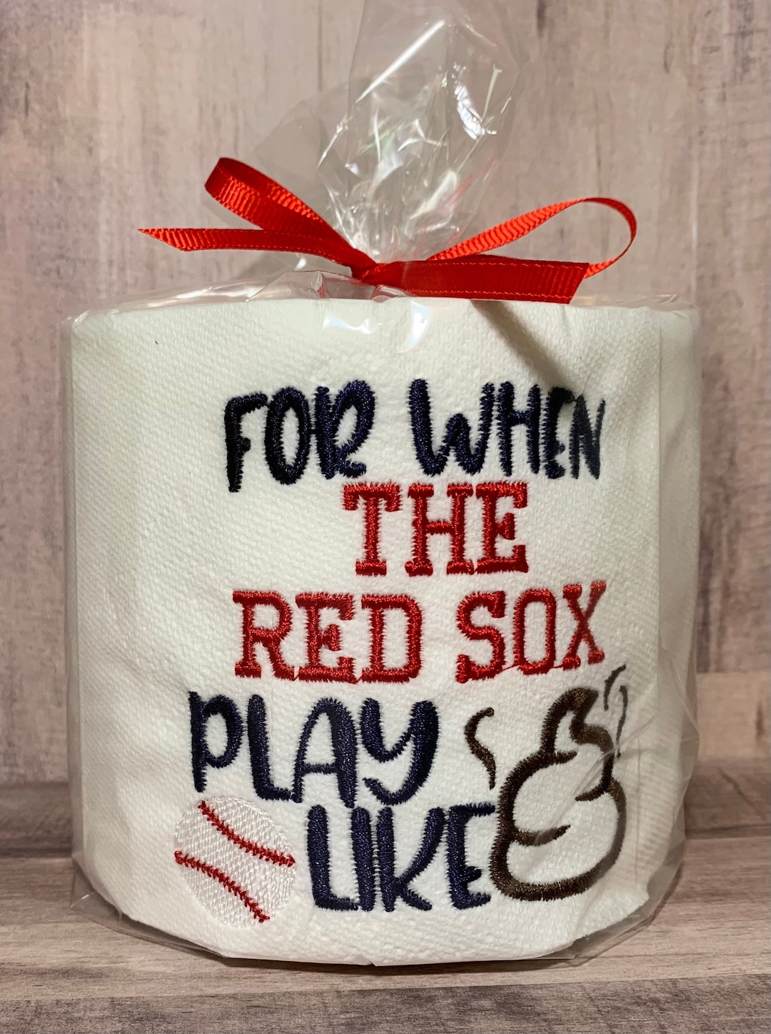 Red Sox Baseball Embroidered Toilet Paper Red Sox Gag Gift Red Sox