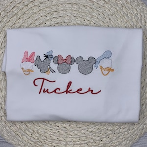 Disney Inspired Embroidered Shirt | Mickey, Minnie, Daisy, Donald & Goofy Embroidered Shirt or Bodysuit | Disney World Inspired Shirts