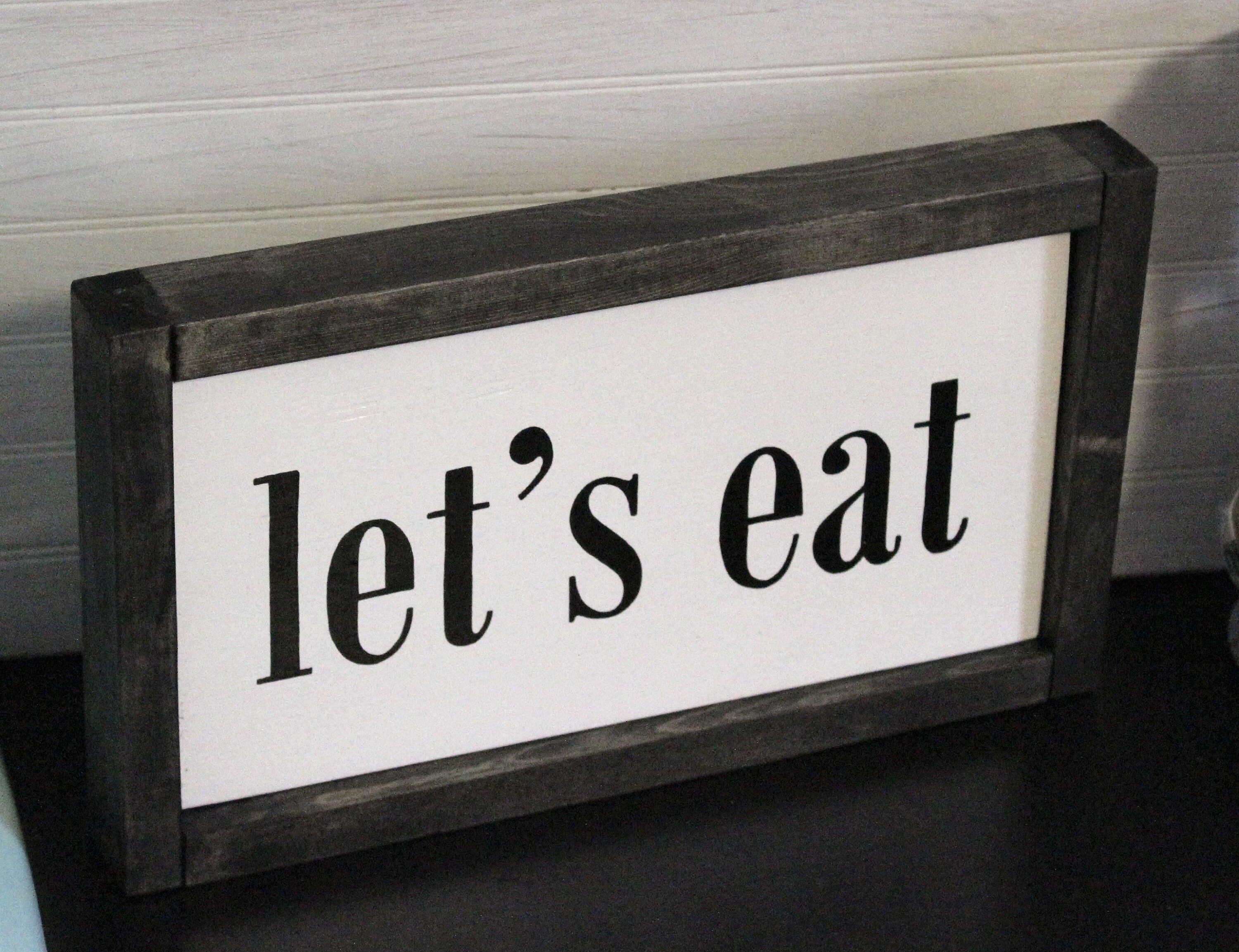 Lets Eat Hand Painted Wall Decor Dining Room Farmhouse Sign Etsy UK
