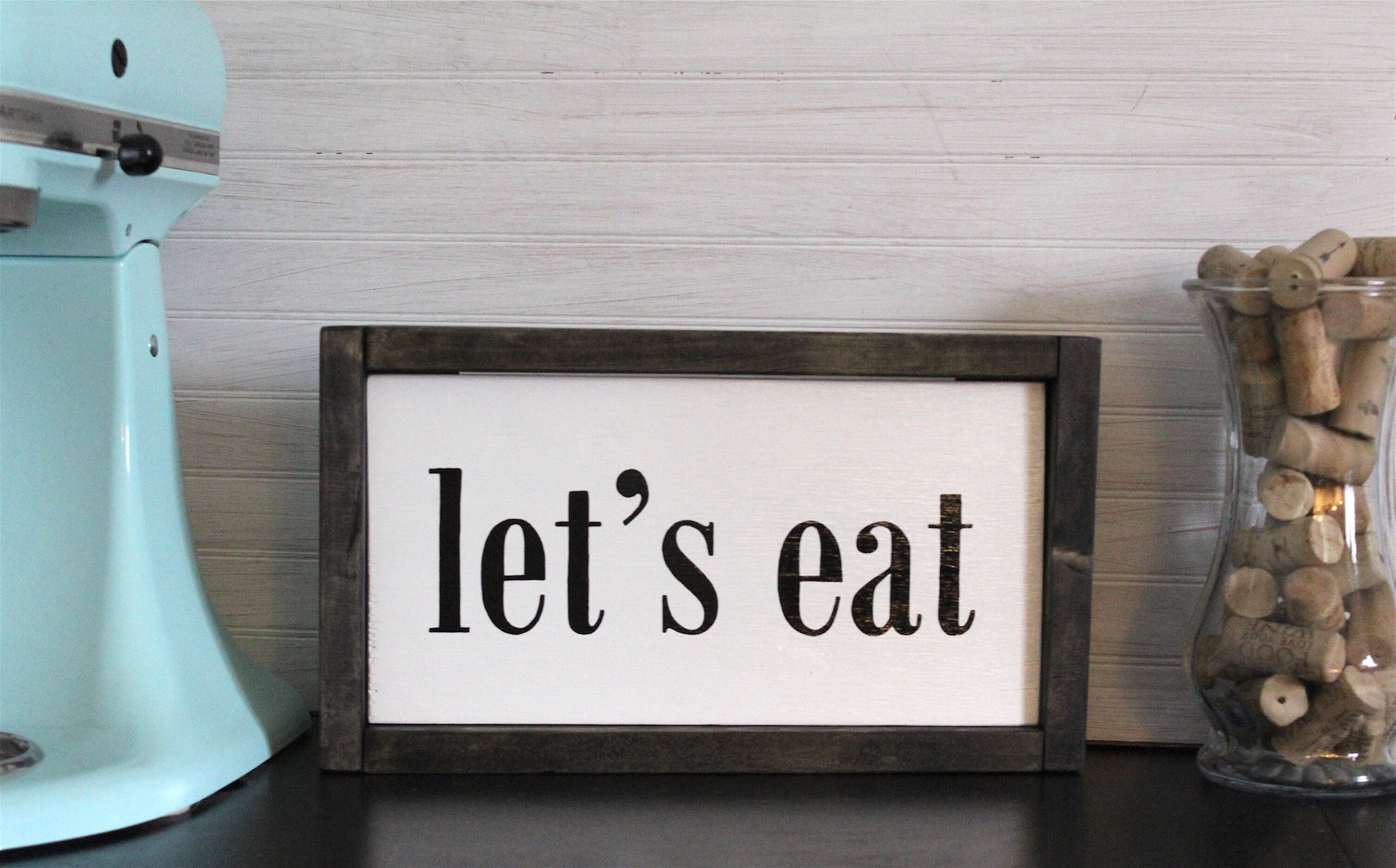 Lets Eat Hand Painted Wall Decor Dining Room Farmhouse Sign Etsy UK