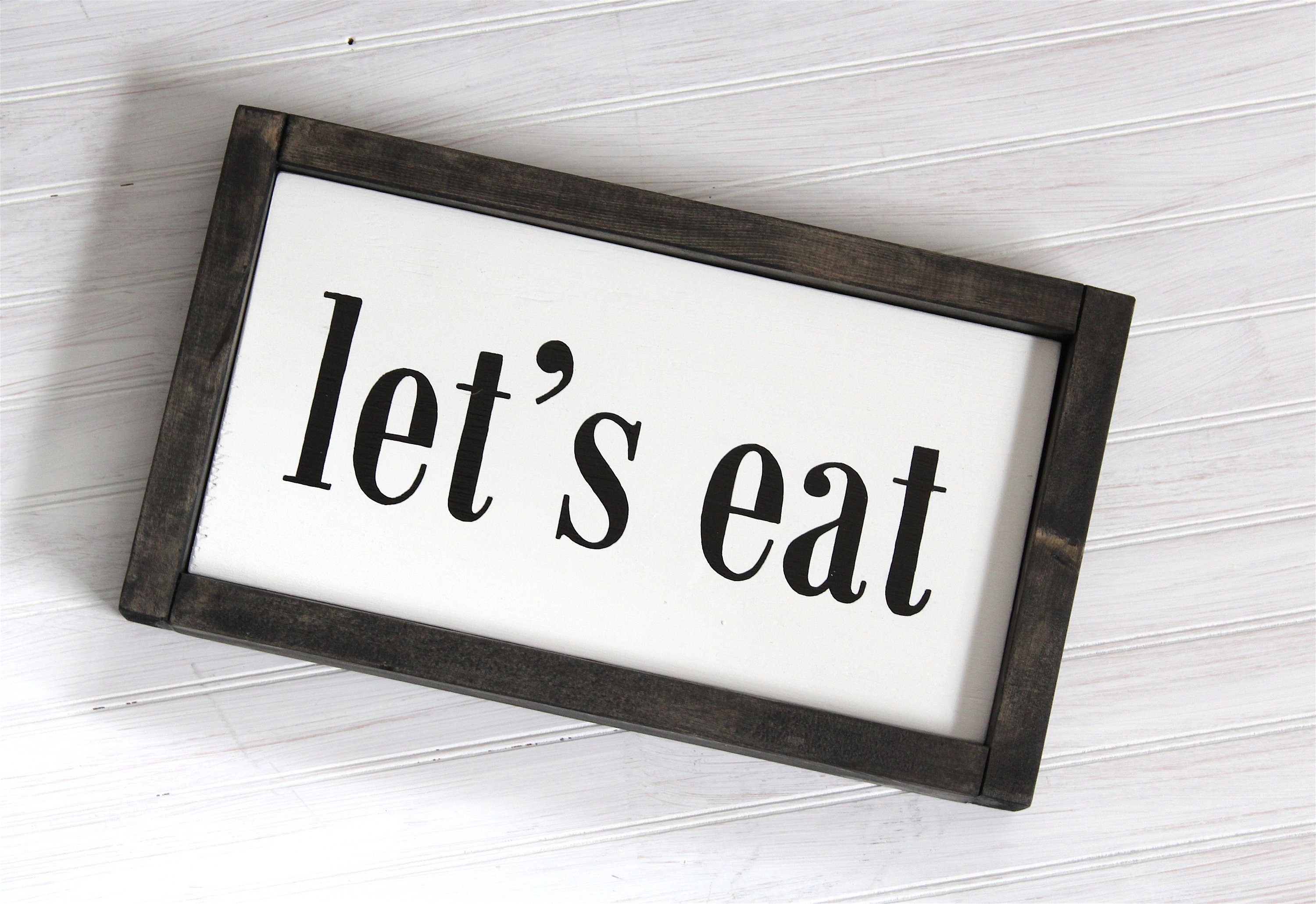 Lets Eat Hand Painted Wall Decor Dining Room Farmhouse Sign Etsy UK