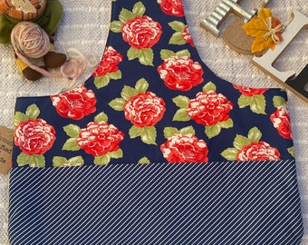 Extra Large Floral Knitting Project Bag: Cotton Yarn Tote