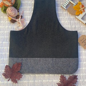 Large knitting project bag/Wristlet /Tote for yarn storage in wool/cashmere and navy tweed/Gift for knitters